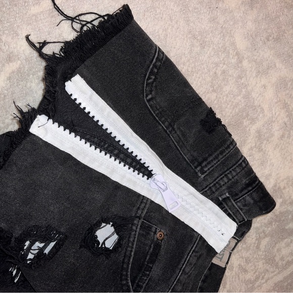 Furst Of A Kind Denim Shorts Dark Grey/black Side Zippers Shorts - Picture 4 of 8